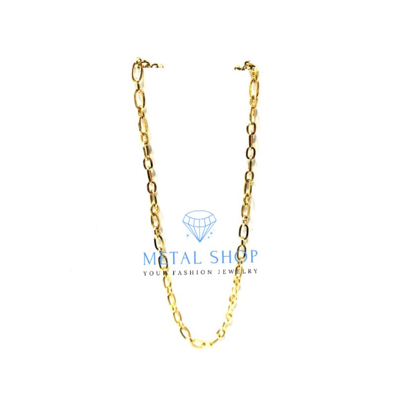 Kalung titanium warna emas model nuri pipih panjang 45cm