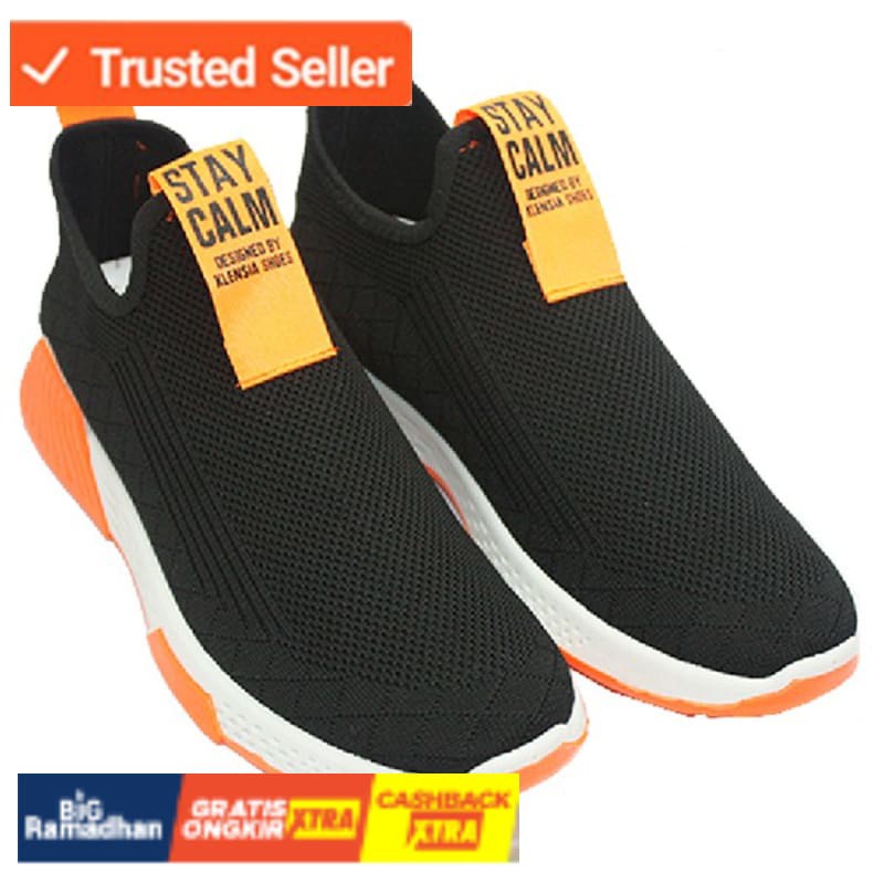 SNEAKERS COWOK HITAM BIRU MISTY  Klensia Sepatu Sport Sneaker Pria Men Sneakers Hitam 989-000 -