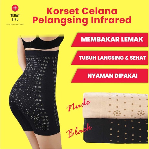 Korset Pelangsing Perut Buncit Pants InfraRed 3 in 1 Korset Celana Pengencang Pantat Korset Stocking Celana Pengecil Perut