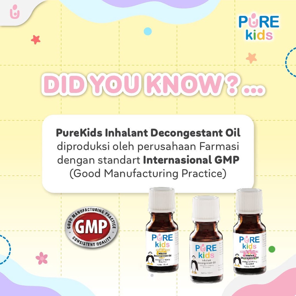 Pure Kids Inhalant Decongestant Oil 10ml Obat Pilek Bayi Baru Lahir Aroma Terapi Bayi Batuk Pilek Pereda Hidung Tersumbat Bayi Pengencer Lendir Bayi Pereda Pilek Untuk Bayi Obat Flu Bayi Dekongestan Hidung Tersumbat Difuser Aromatherapy Untuk Bayi-1