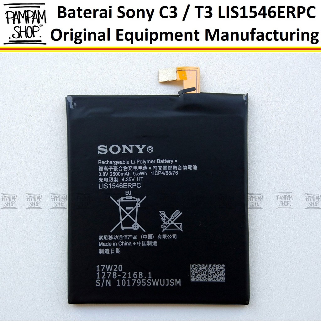 Baterai Sony Xperia C3 T3 LIS1546ERPC Original OEM Batre Batrai Battery HP L1S1546ERPC