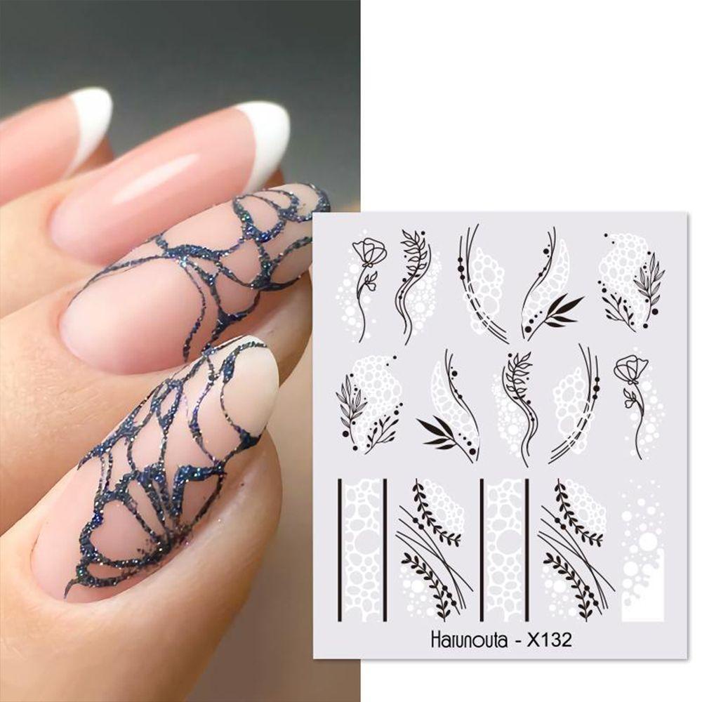 AUGUSTINA Agustina Self-adhesive Nail Decals Bunga Daun Musim Semi DIY Nail Art Dekorasi Hijau Mereka Kuku Slider Manicuring Stiker