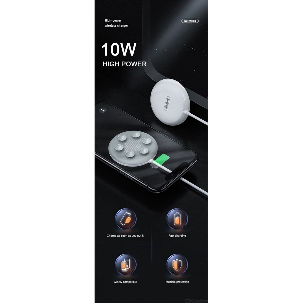 713 REMAX RP-W15 10W Wireless Suction Cup Charger Fast Charging