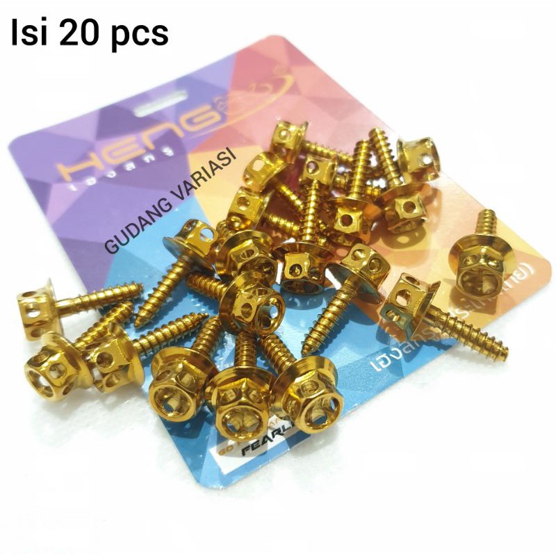 Baut probolt Body Honda Flower Gold Thailand 20 Pcs