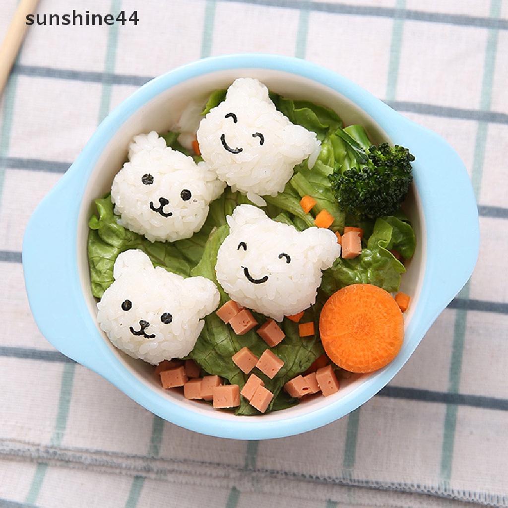 Sunshine 1 Set Cetakan Nasi / Bento / Sushi DIY Bentuk Beruang Untuk Anak