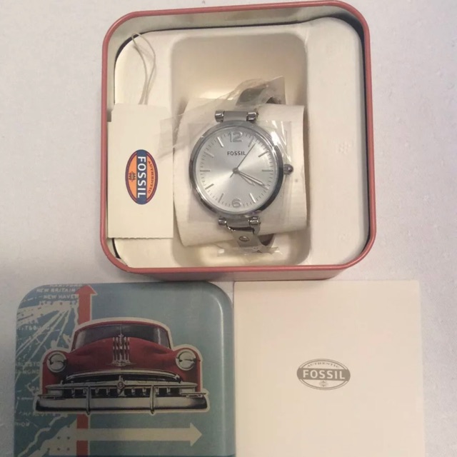 Ready NWT Fossil Georgia Silver Watch ES3083