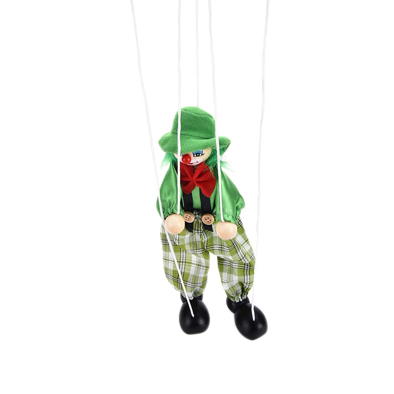 1pc Boneka Badut Marionette Bahan Kayu