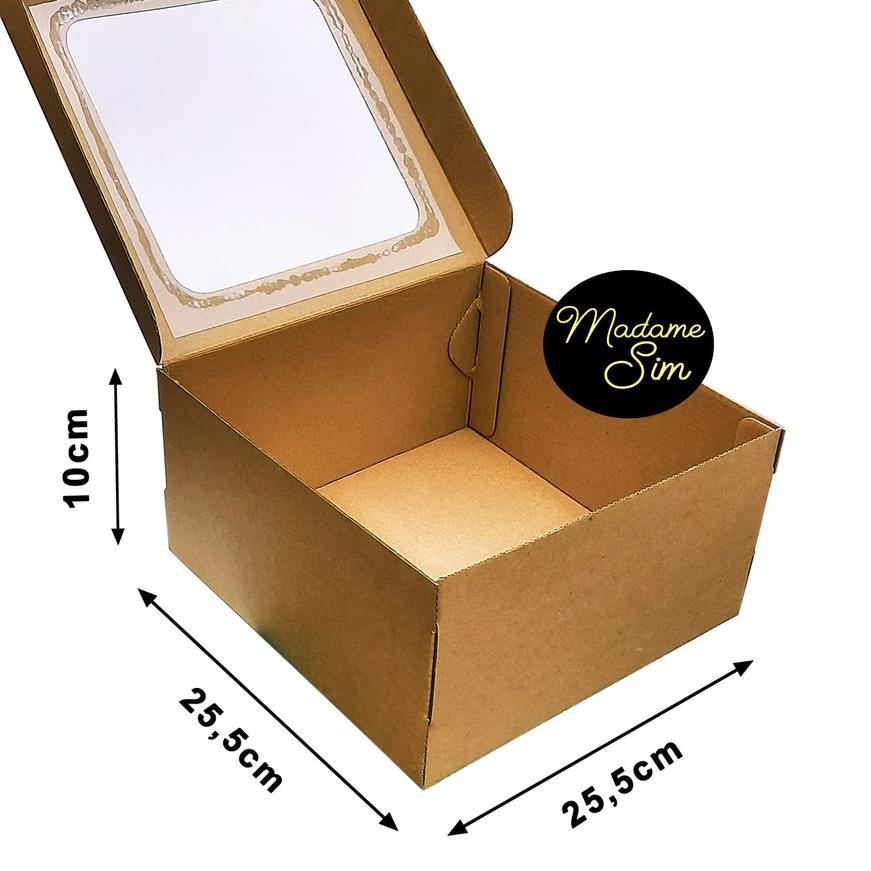 

✥ KOTAK KUE - CAKE BOX 25 x 25 x 10 CM - COKLAT + JENDELA (ISI 10 PCS) ★