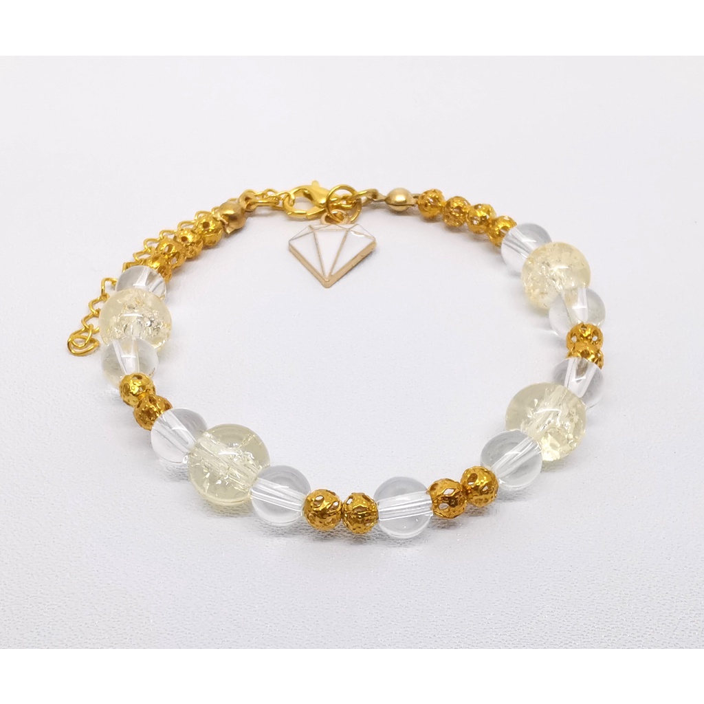 Gelang tangan Batu Alam Manik Handmade | Citrine/Clear Quartz