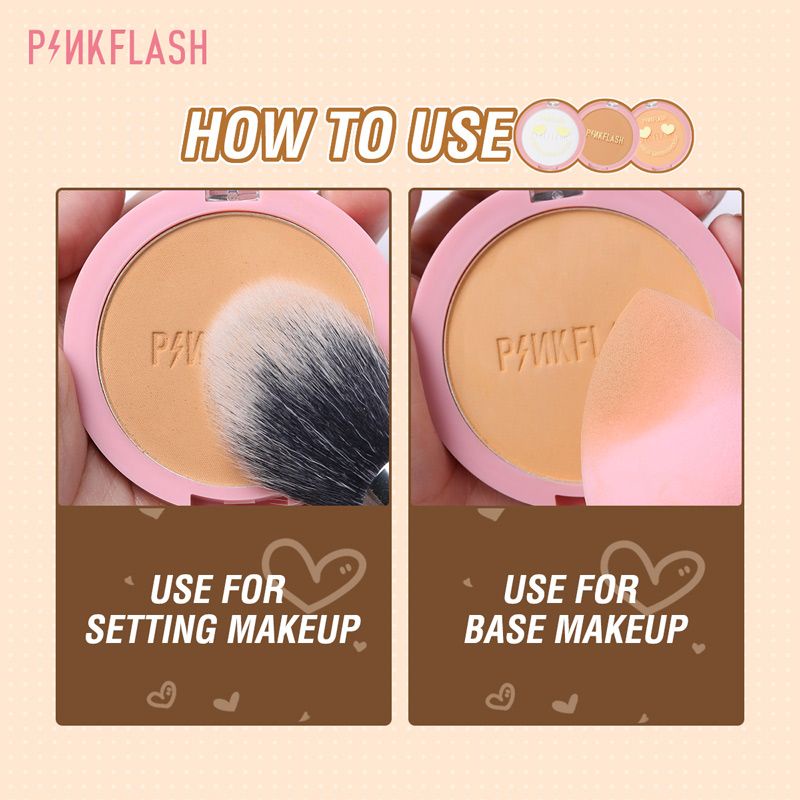 PINKFLASH Lasting Matte Pressed Powder / Bedak Padat / OhMySelf Waterproof Pressed Powder / Oil Control Powder Foundation