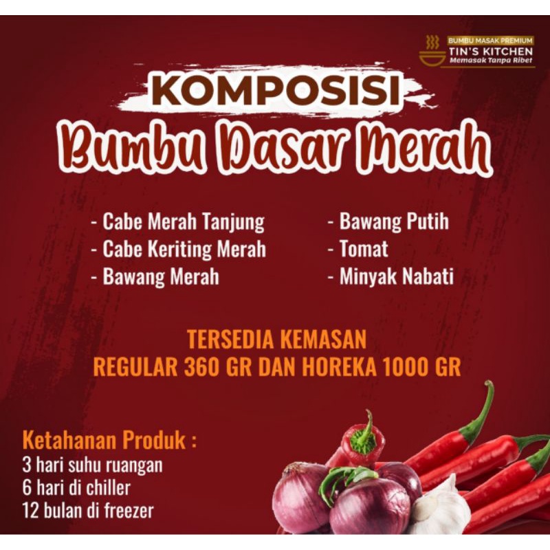 

BUMBU MASAK/BUMBU DASAR MERAH 350GR/BUMBU INSTAN/BUMBUTANPAPENGAWET/BUMBU INSTAN SEHAT