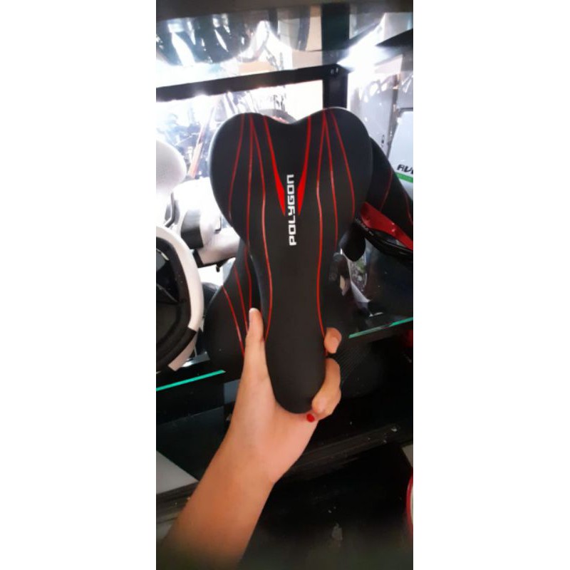 Sadel sepeda MTB Polygon black & red EXCLUSIVE SERIES