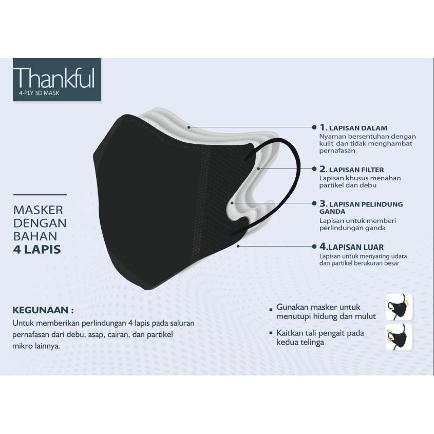 Masker Be Thankful 4 ply 3D - Masker Wajah WARNA RANDOM