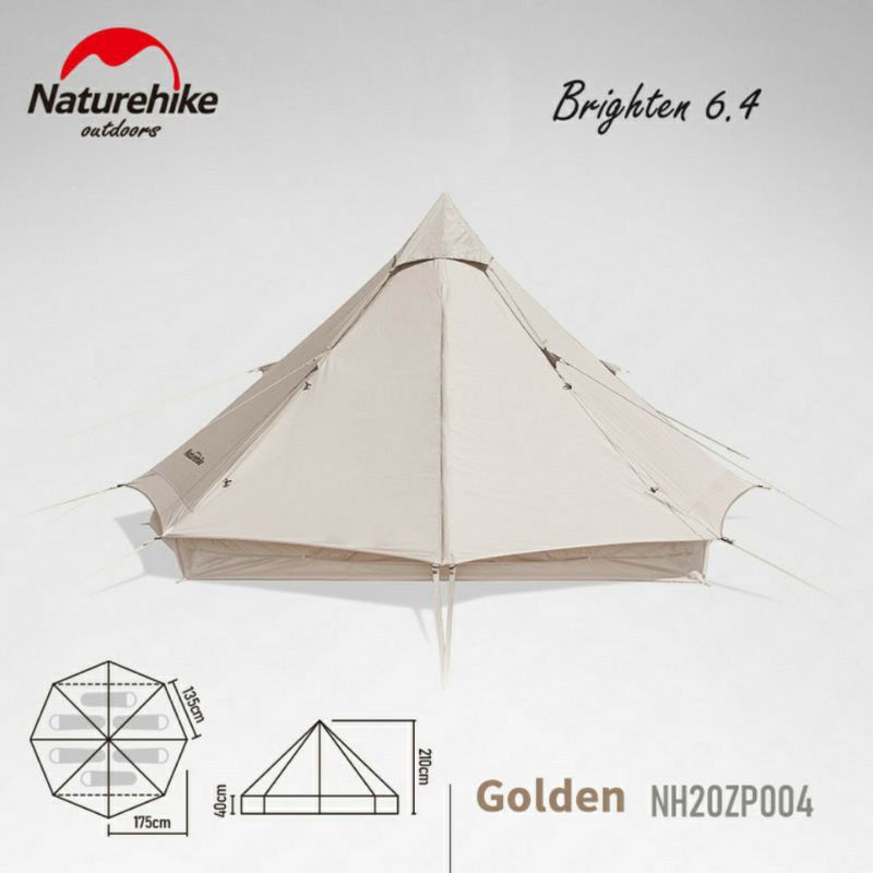 TENDA NATUREHIKE NH20ZP004 SERIES PYRAMID BRIGHTEN 6.4 COTTON CAMPING TENT PIKNIK TENDA FAMILY KELUA