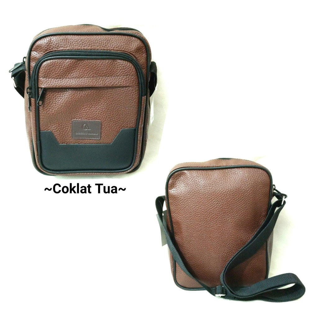 Tas Slempang Kulit Pria Sling Bag Cowok Travel Bag Laki Tas Kecil Cowo Impor Murah Keren - SELEMPANG-KULIT-JERUK