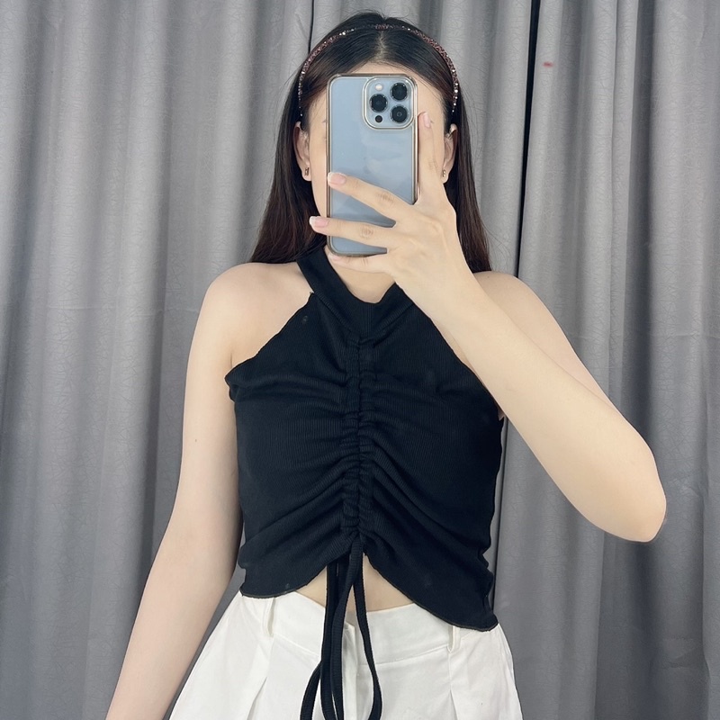 Tanktop crop serut tengah 222 | Tanktop korea import