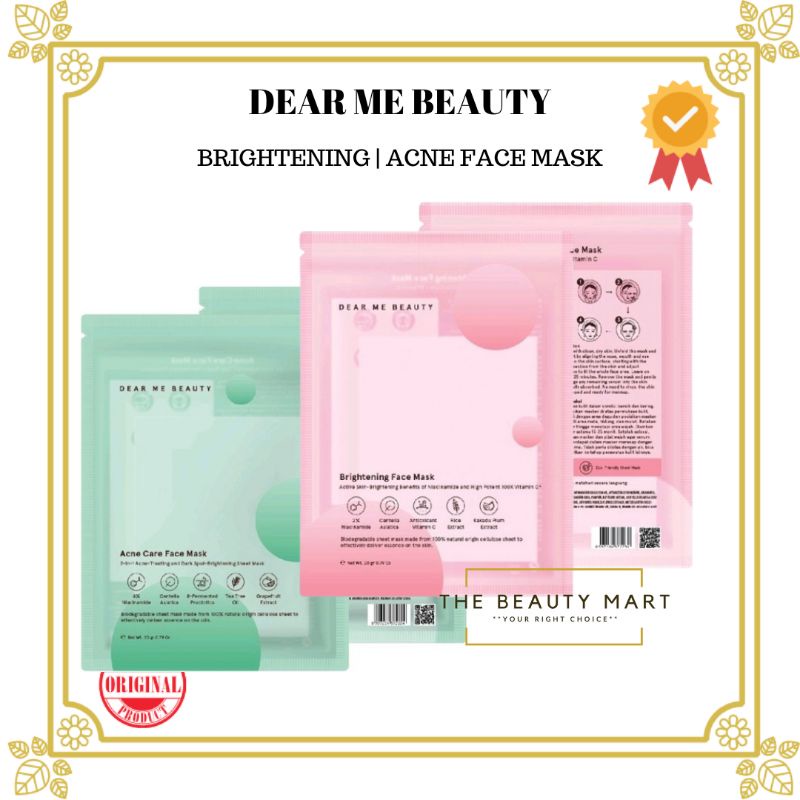 Dear Me Beauty Face Mask | Brightening Face Mask | Acne Face Mask | Masker Wajah