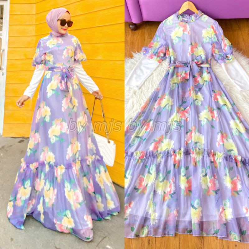 Dress Gamis Sherin bunga premium ori by. Vivorie