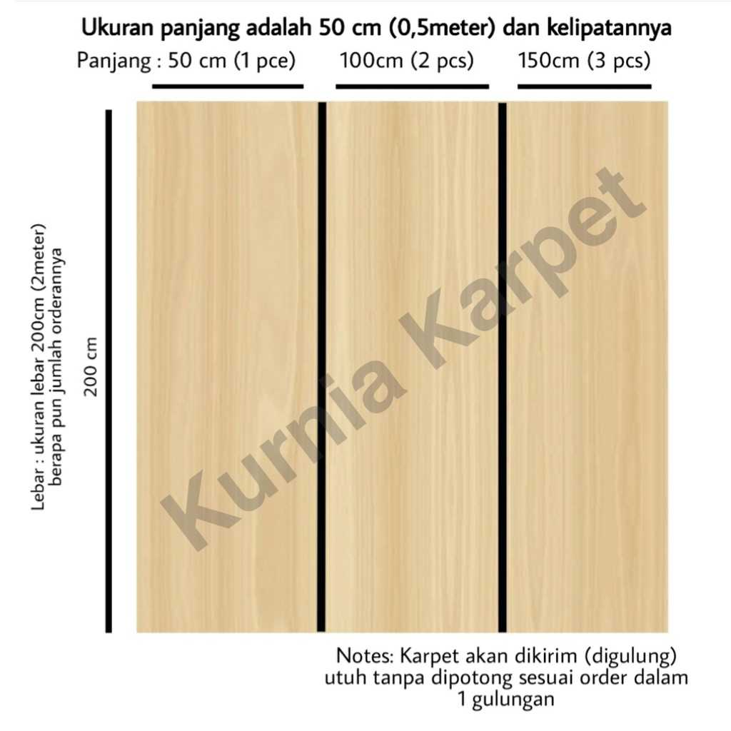 karpet bludru polos buana lebar 2m x 0.5m ,ketebalan 3mm