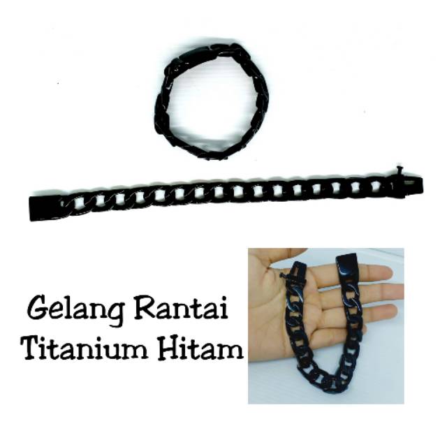 Gelang Rantai Sisik Naga Scrub Titanium Polos HITAM