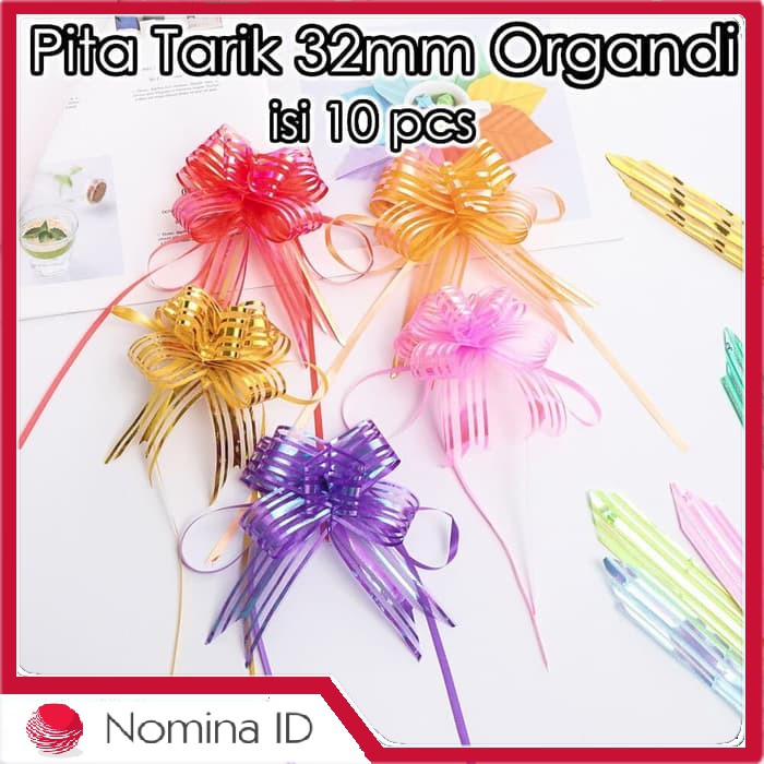 

C418 Pita Tarik Serut Besar Hiasan Parcel - Pita Kado Organdi Metalik 32mm