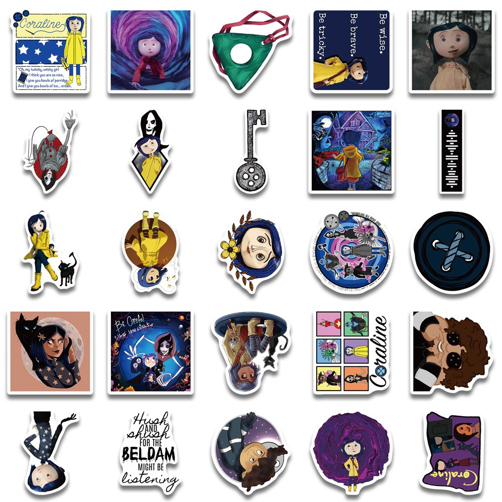 50pcs Animated Movie Coraline &amp; The Secret Door Stickers Personalized Decoration Luggage Waterproof Classic Toy Stickers