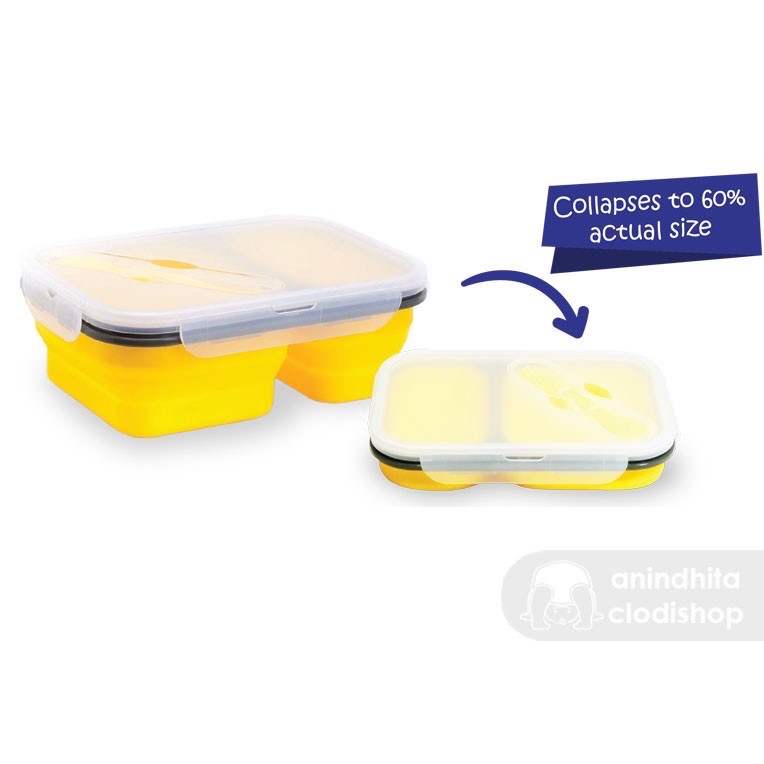 Babysafe Collapsible Lunch Box 650+250ml Tempat Bekal Silicon Lipat - Baby Safe - Tempat Bekal