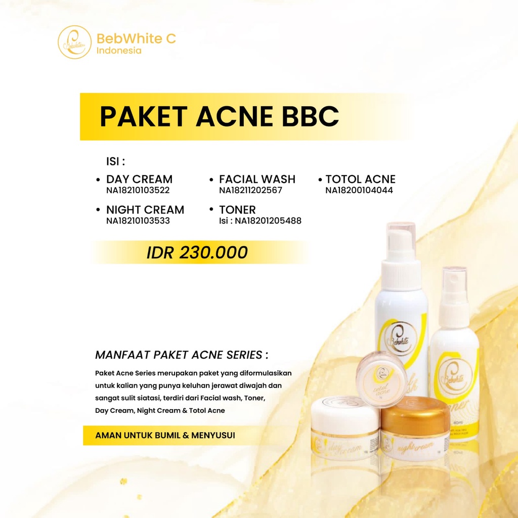 Bebwhite C BBC Skincare Paket Acne Pembersih Perawatan Wajah Berjerawat Berminyak Beruntusan