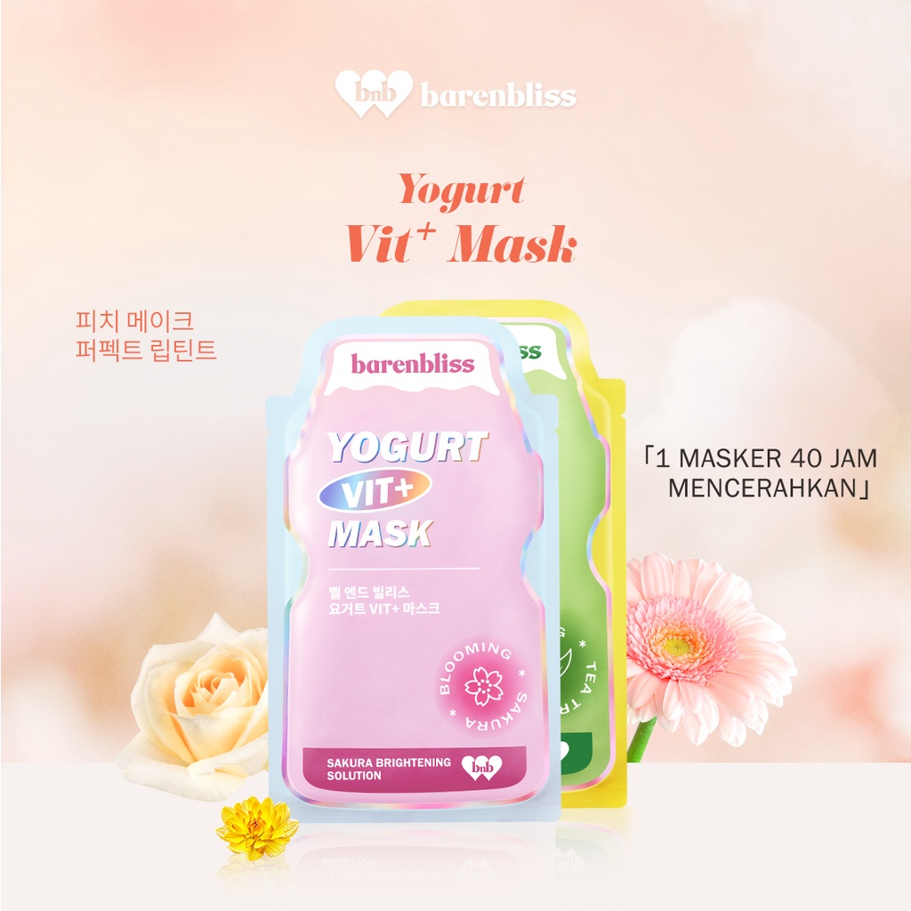 BnB barenbliss Yogurt Vit+ Mask - Calming Sheet Mask/ Essence Serum Masker Wajah Skincare 25ml