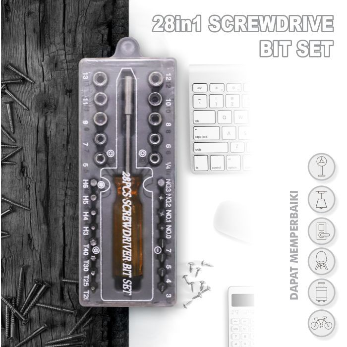 Obeng Set Kunci Sok Screwdriver Bit Tools 28in1 Perlengkapan Peralatan Elektronik Import - GJ-19 - 88Blanketstore