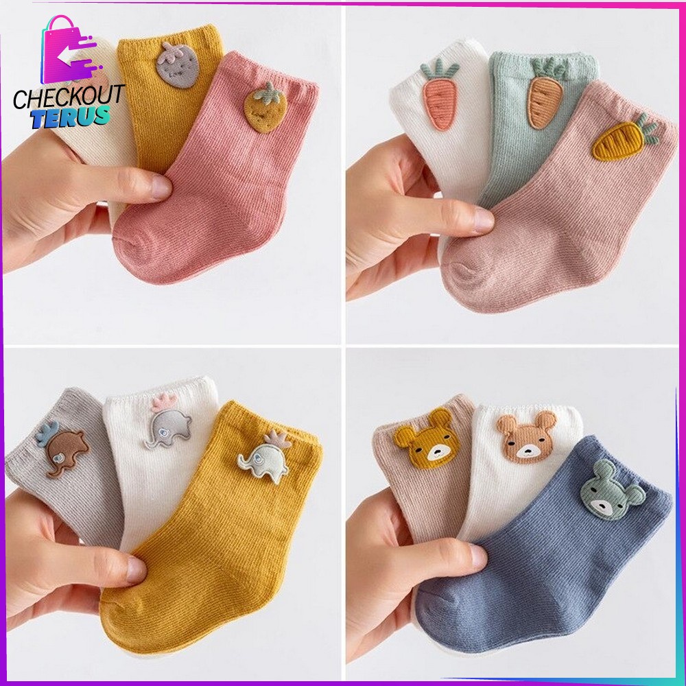 CT P88 Kaos Kaki Anak Bayi Cotton 3IN1 Baby Socks Kaos Kaki Bayi Laki Laki Perempuan Bahan Katun Kaos Kaki Bayi Lembut