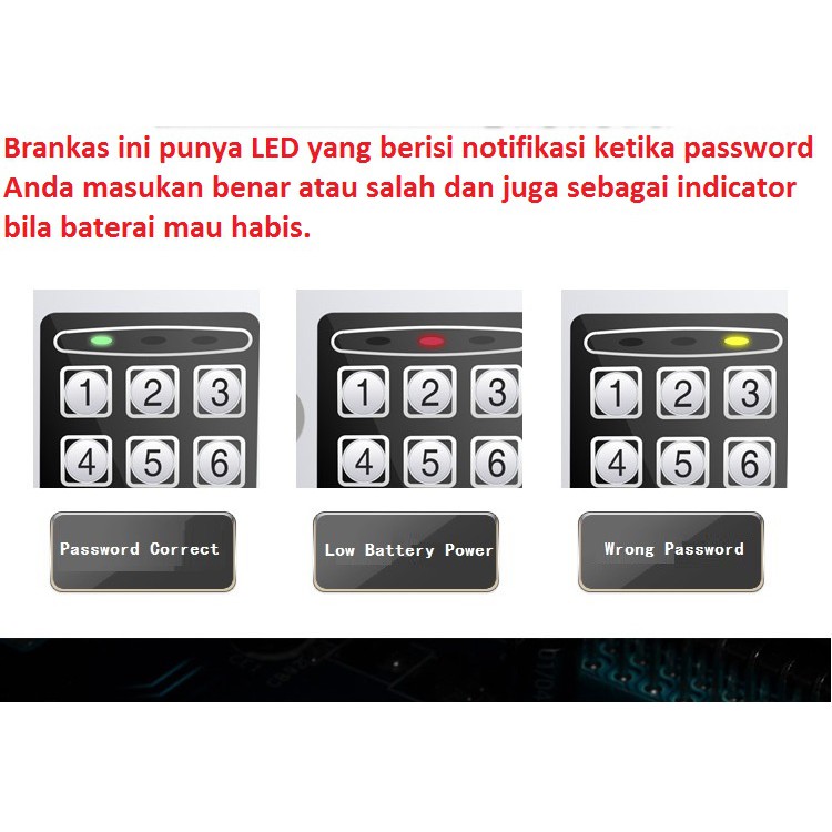 BRANKAS BOX BAJA PASSWORD KODE LED ELEKTRIK AMAN SIMPAN UANG EMAS PERHIASAN DEPOSIT MINI BRANGKAS