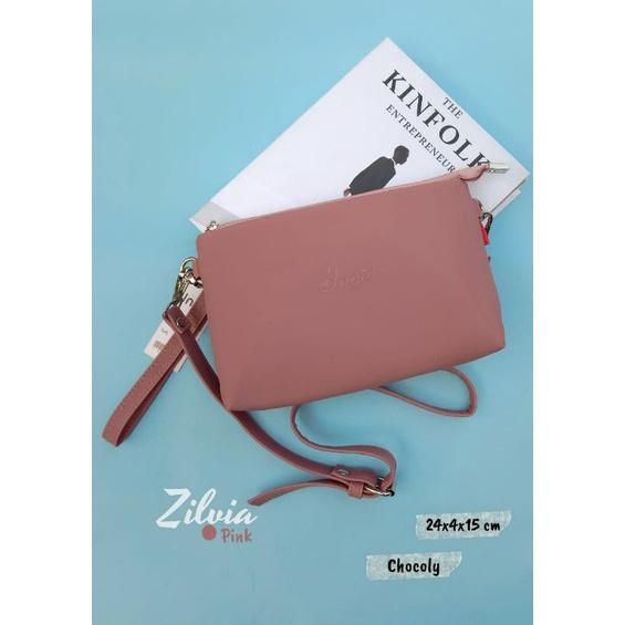 READY ZILVIA BAG KULIT SINTETIS  CHOCOLY BY INOE / TAS SLEMPANG