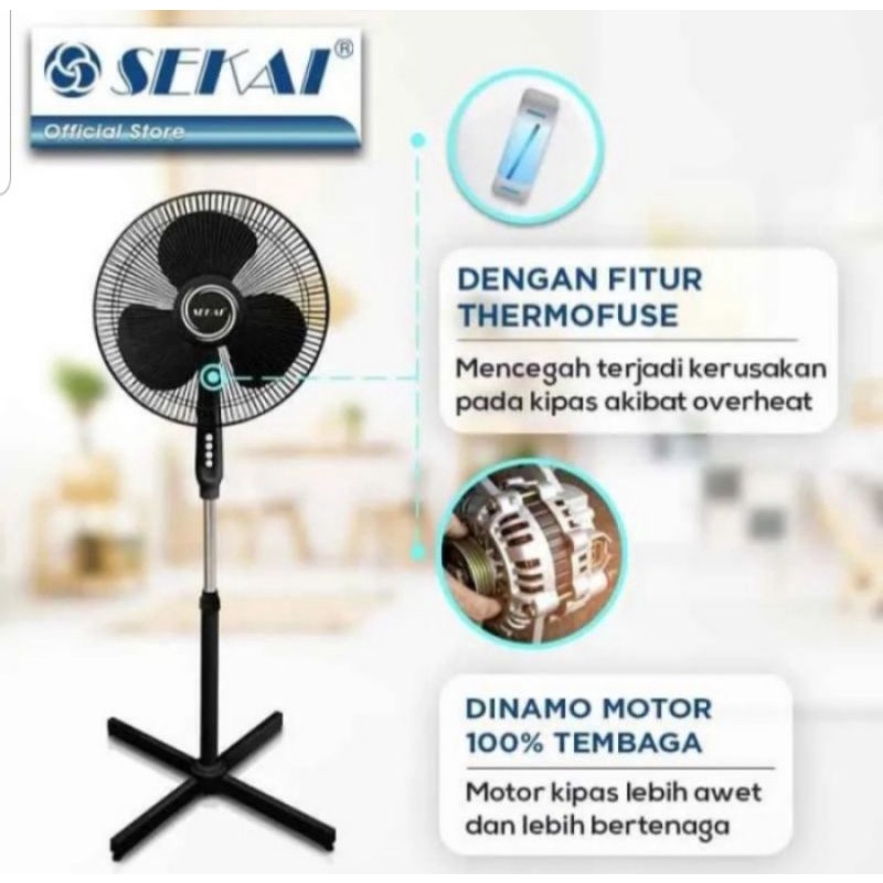 Sekai Stand Fan 16 Inch SFN 1620 / Kipas Tumpu Berdiri SFN1620 Kaki Silang