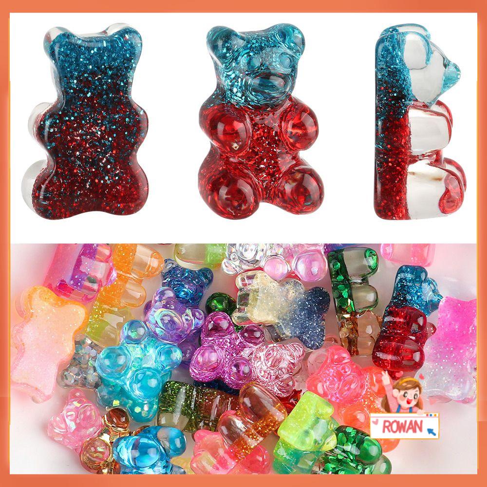 ROW 1PCs Christmas Cute Glitter Bear DIY Gummy Earrings Candy Bear Necklace Decor Pendant Jewelry Patch Findings Keychain Color Resin Charms  ​