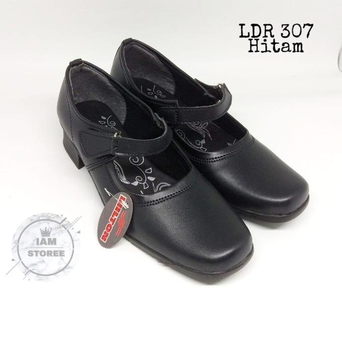 Sale Pantofel Sekolah Wanita Sepatu Kerja Wanita Pantofel Tali Warna Hitam - Paling Diminati