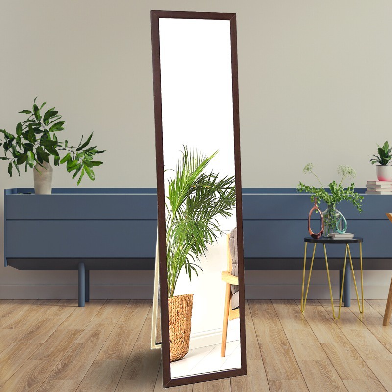 Kaca Cermin Full Body Aesthetic Cermin Standing Mirror Dinding Minimalis Rias UK.127 X 30 CM Termurah Terlaris-Coklat