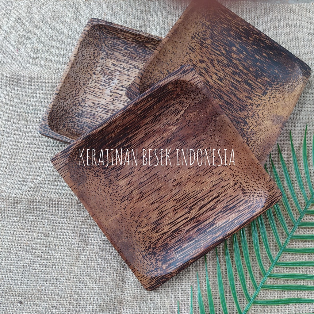 PIRING KOTAK KAYU AREN// Piring kayu// Piring makan// Piring unik// Piring hias// Piring murah// Ker