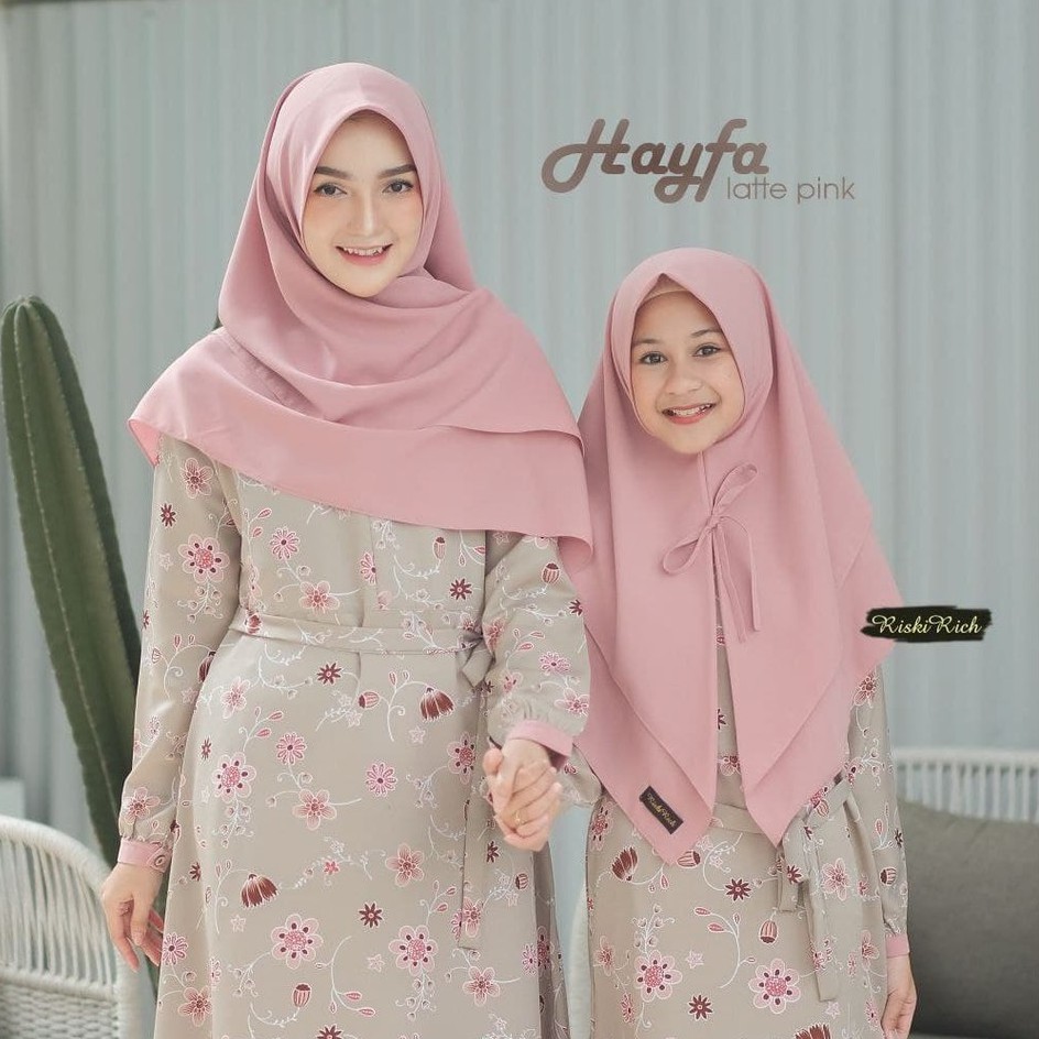 Riskirich Hayfa Khimar Uk Dewasa dan Anak Segi Empat Instan 2 Layer Jahit Tepi Rapih