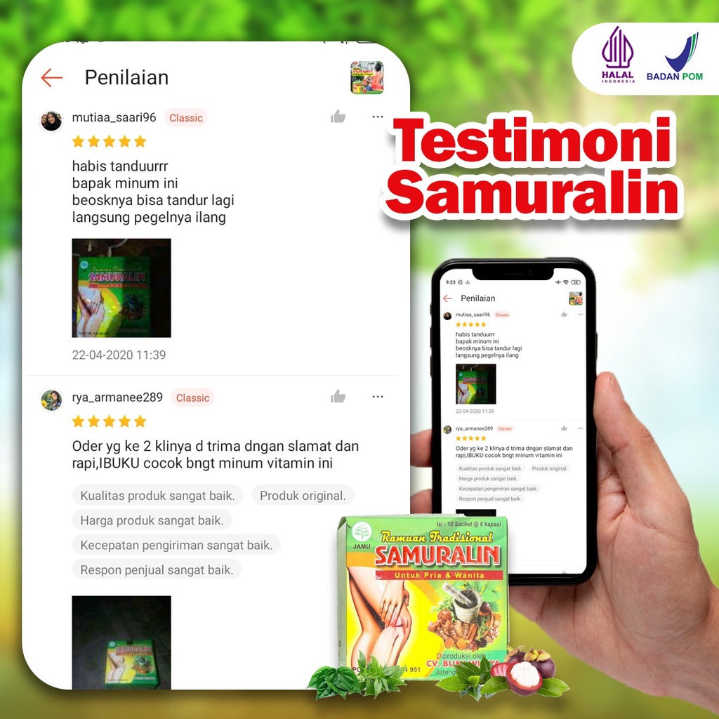 Samuralin - Herbal Nyeri Sendi Asam Urat Pegal Linu Reumatik Sakit Pinggang Punggung Jamu Encok Kesemutan Isi 50 Kapsul-7