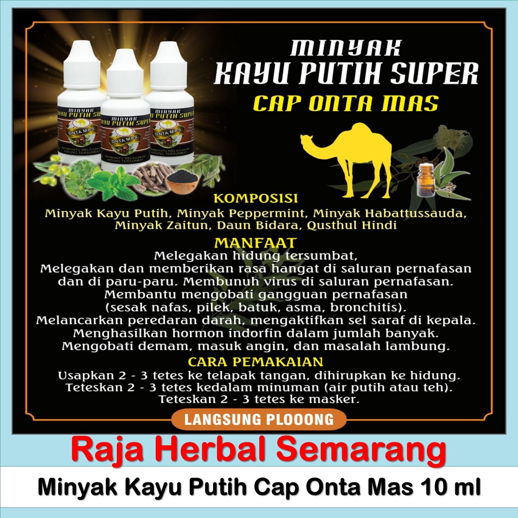 Minyak Kayu Putih Asli Super Plus Herbal Cap Onta Mas Isi 10 ml Melegakan Hidung Tersumbat-1