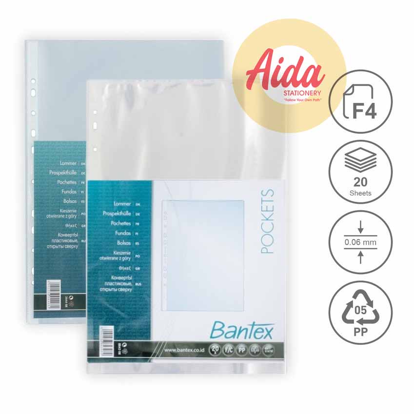 

pp pocket f4 / kantong pp / bantex fc 8843 / clear 20 sheet