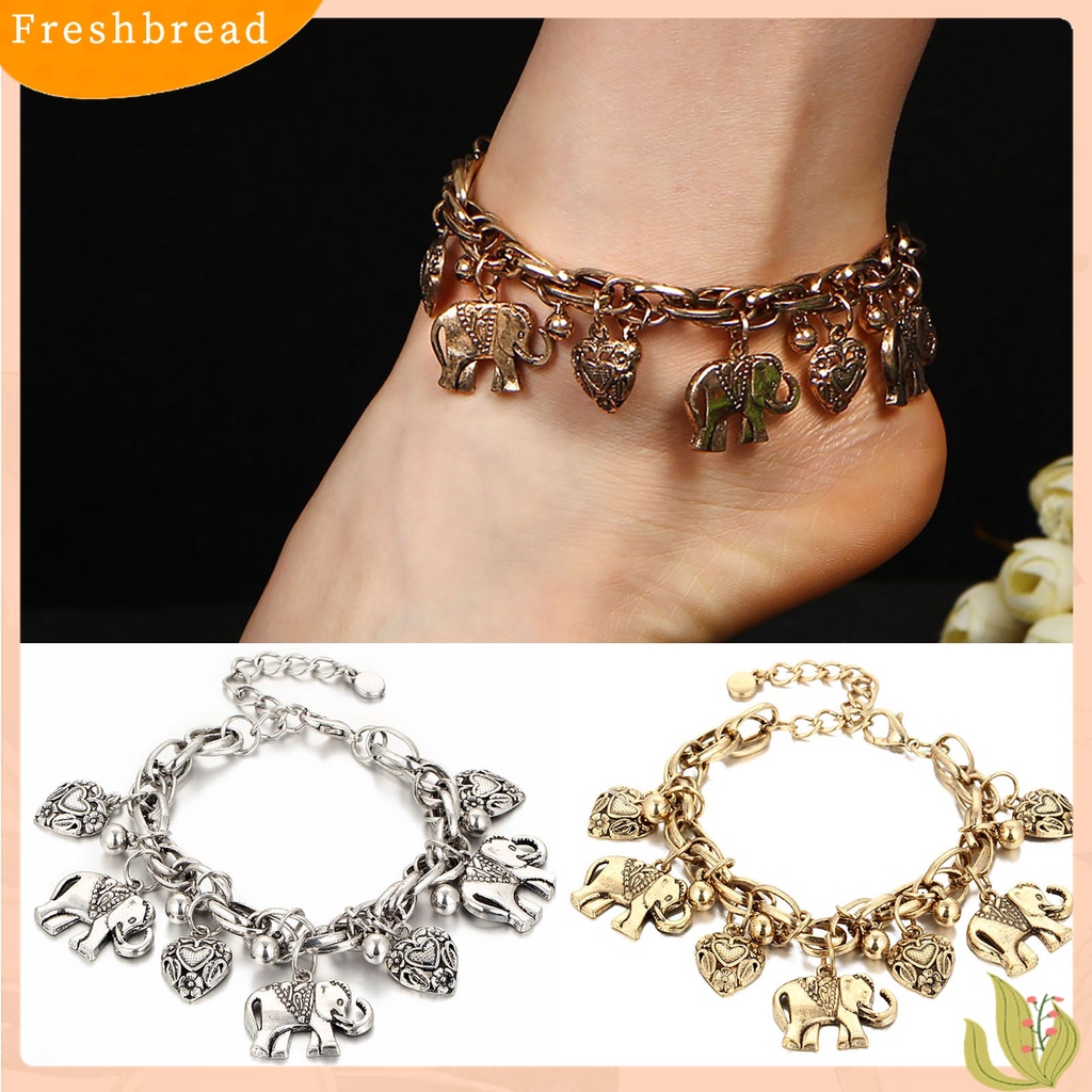 |Frebre Frebre| Gelang Kaki Adjustable Dengan Liontin Gajah Bahan Alloy Untuk Wanita