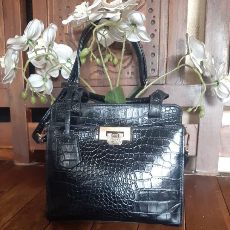 tas croco hitam preloved