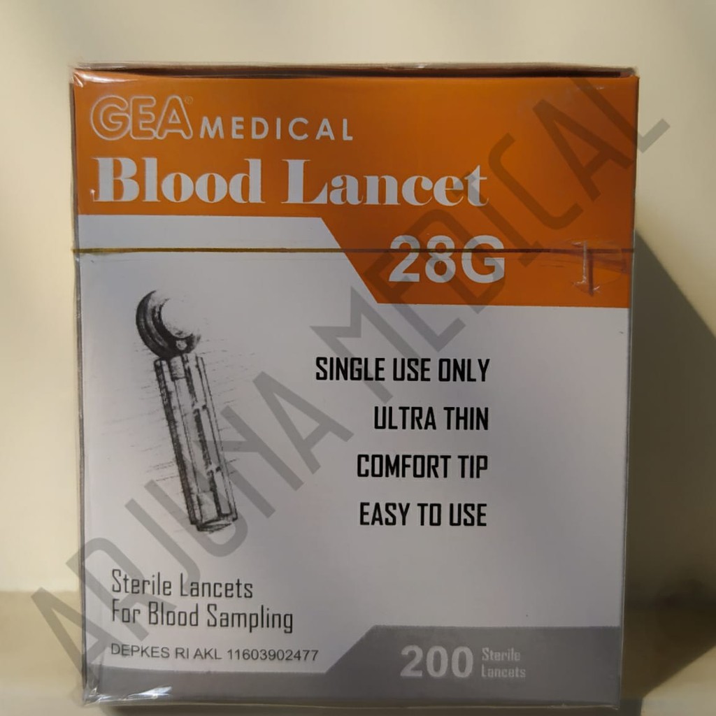 CUCI GUDANG !!! GEA Medical Blood Lancet 28G | Share in Jar 50 - 100 Steriles Lancets