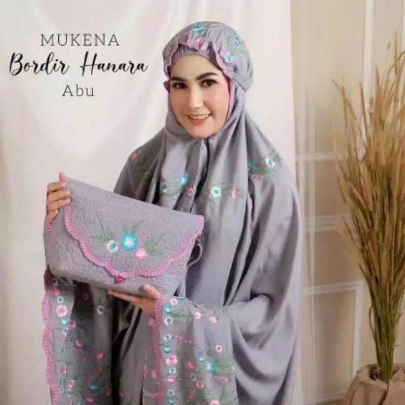 MUKENA DEWASA RAYON BORDIR MANUAL TIMBUL HANARA