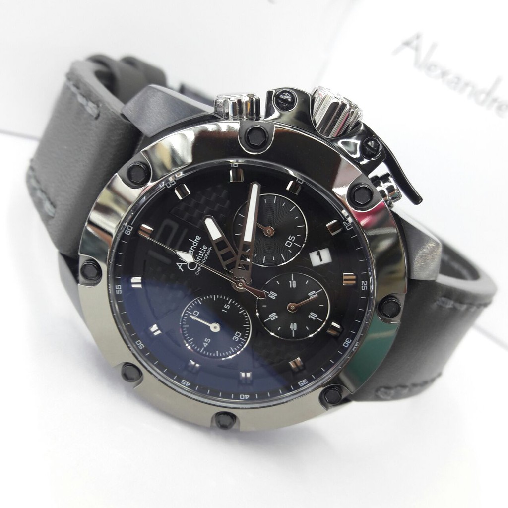 Alexandre Christie AC6290MC - Jam Tangan Kasual Pria - Chronograph - Leather Strap