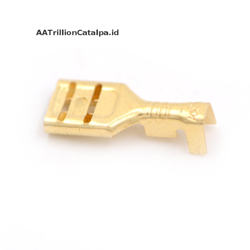 【AATrillionCatalpa】 100 Pcs 6.3mm Gold Brass Car Speaker Female Spade Terminal Wire Connector ID