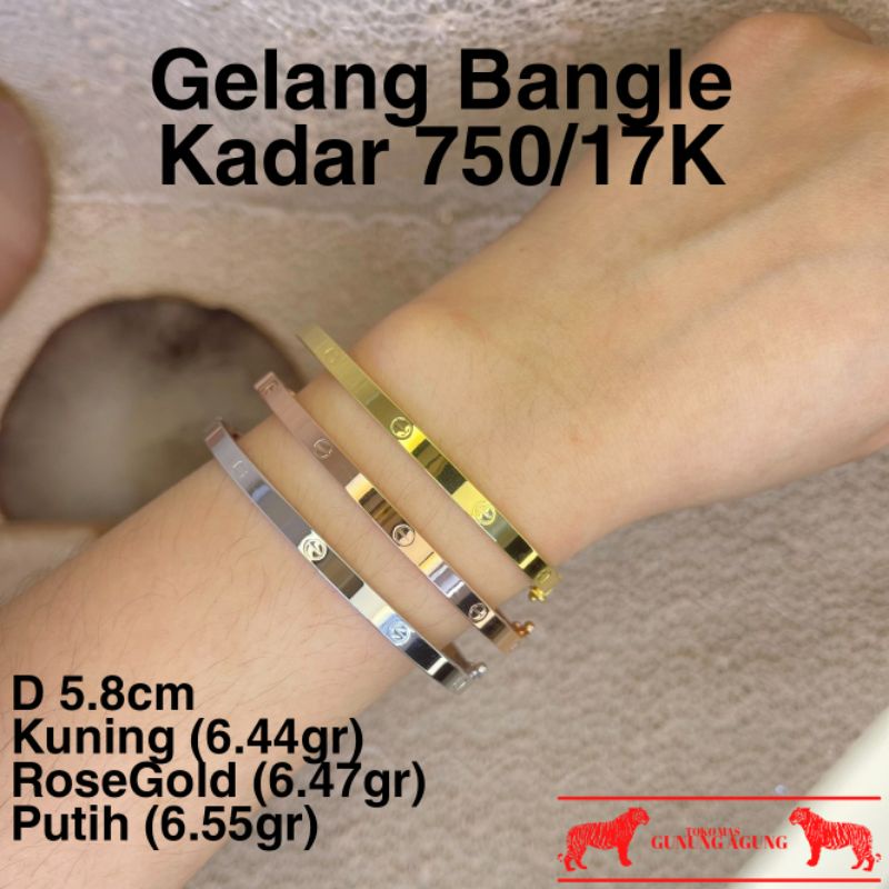 New Collection Gelang Cartier 3Warna Rosegold Yellow Silver Emas Asli Kadar 750/17K