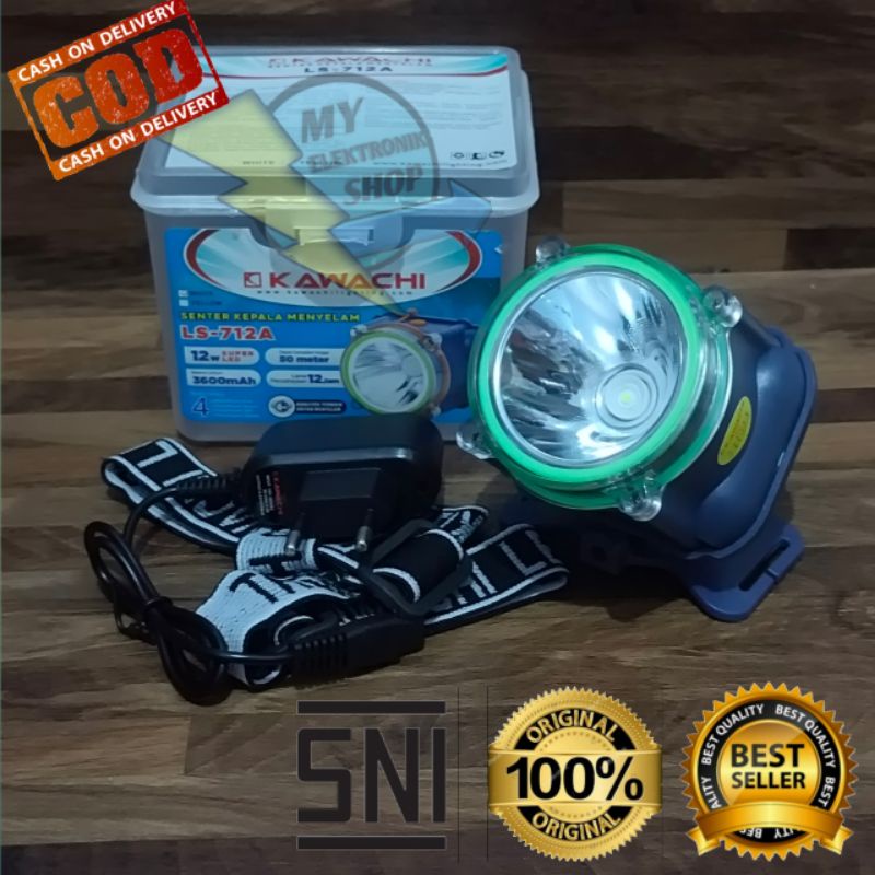 Senter Kepala Selam 12Watt SUPER LED KAWACHI, HEADLAMP DIVING 12W LS-712